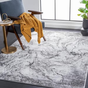 Craft Light Gray/Gray 7 ft. x 7 ft. Abstract Marble Square Area Rug