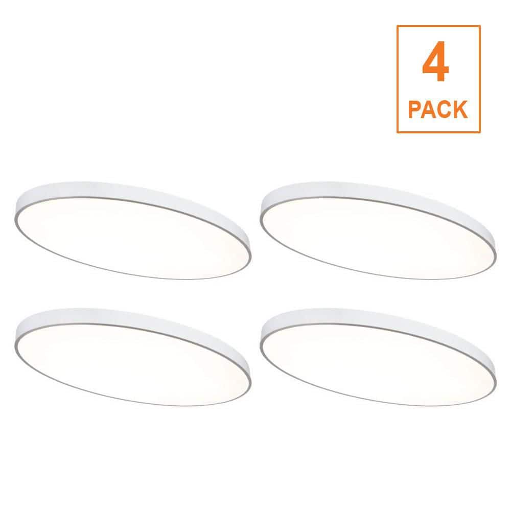 Commercial Electric 4-Pack 32 in. x 18 in. Oval White LED Flush