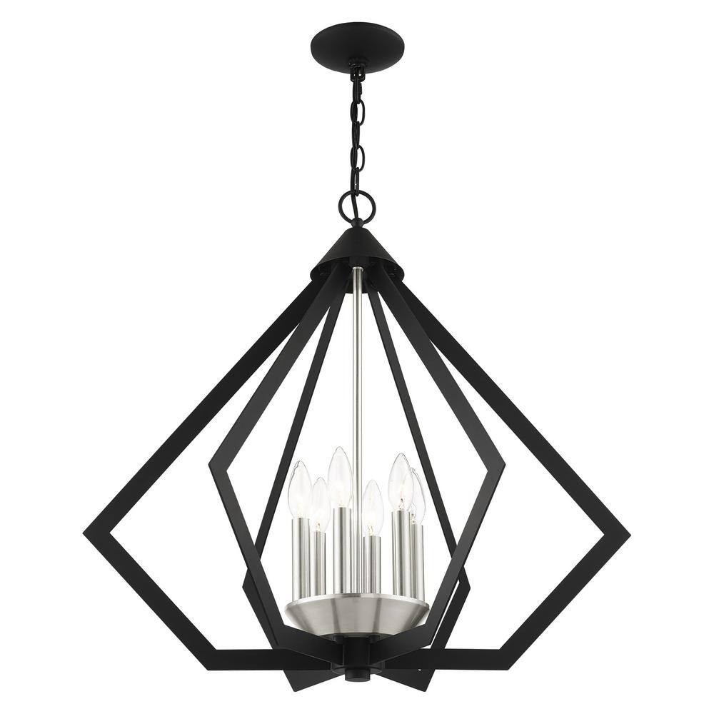 Prism 6-Light Black and Nickel Steel Chandelier