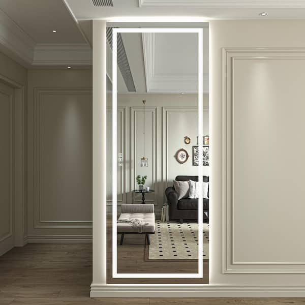 ORGANNICE 36 in. W x 96 in. H WallMounted Fulllength Mirror LED Light