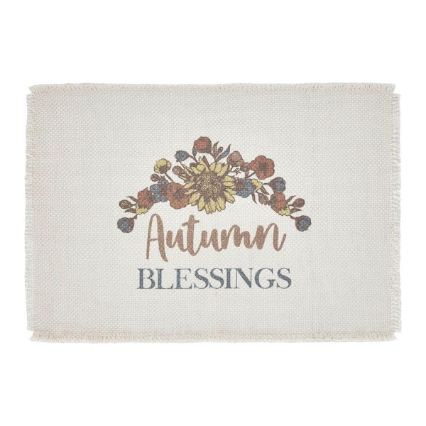 Bountifall Autumn Blessings 19 in. x 13 in. Multicolor Cotton Placemat (Set of 2)