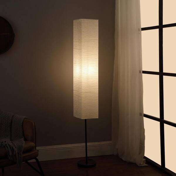 Japanese Paper Floor Lamp, Ore International Glass Floor Lamp Satin Nickel