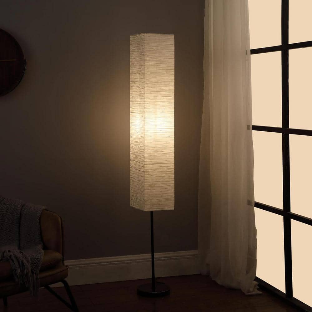 Noki 62.5-Inch Black Metal Floor Lamp with Shoji Paper Shade
