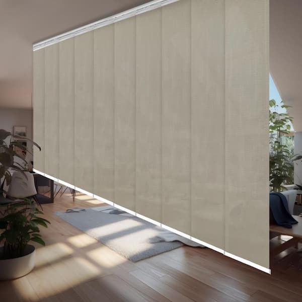 EMOH Soot 120 in.- 218 in. W x 94 in. L Adjustable 10-Panel Satin Nickel Double Rail Panel Track with 23.5 in. Slates