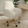 MARTHA STEWART Clara Fabric Swivel Office Chair in Off White/Polished Brass with Arms CH-240231-1-CR-GLD-MS