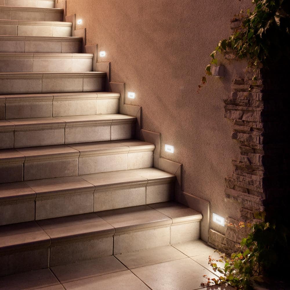 White Matte Aluminum LED Pathway Step Lights Multipack