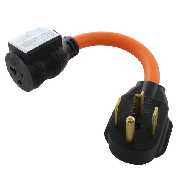 AC WORKS 1.5 ft. 30 Amp 4-Prong 14-30P Dryer Plug to Household Outlet with 20 Amp Breaker