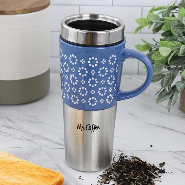 Mr. Coffee 12.5 oz. Blue Stainless Steel Insulated Thermal Travel