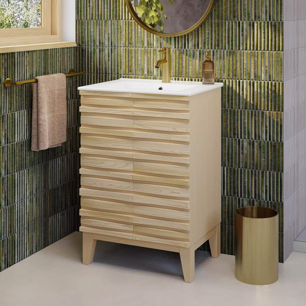 Cascade 24" Natural Oak Freestanding Bathroom Vanity