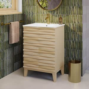 Cascade 24 in. Bathroom Vanity in Natural Oak with White Top