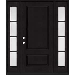 Regency 36 in. x 80 in. 2-Panel 3/4-Squaretop RHIS Onyx Stained Fiberglass Prehung Front Door with 4-Lite Dbl 12 in. SL