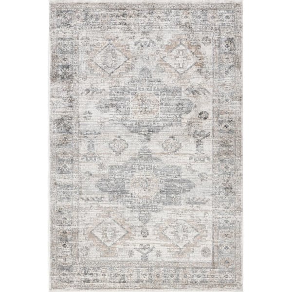 Rowyn Medallion Grey 6.7 ft. x 9 ft. Indoor Area Rug