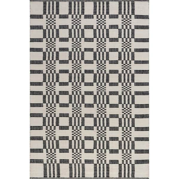 RUGS USA Hendo Geometric Grey 9 ft. x 12 ft. Indoor/Outdoor Patio Rug