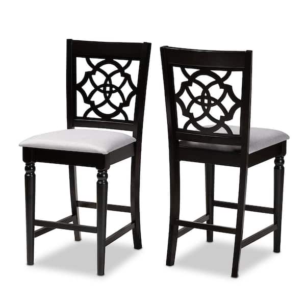 Baxton Studio Arden 43 in. Gray and Espresso Counter Stool (Set of 2)