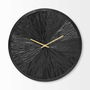 16.5 in. Black Round Large Black Modern Wall Clock