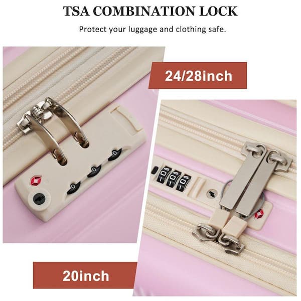 LIVACA 5-Piece Light Pink ABS Plastic Hardside Carry On Luggage