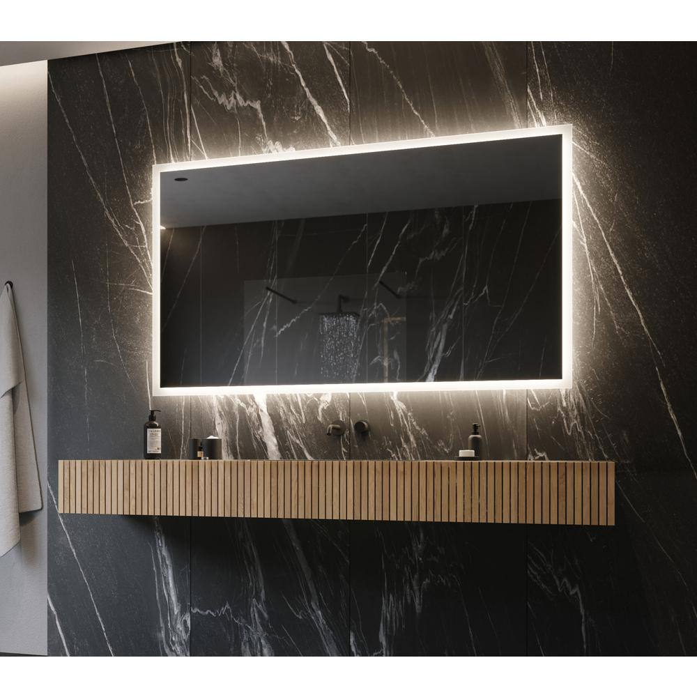 Rectangular Frameless Backlit Bathroom Vanity Wall Mirror