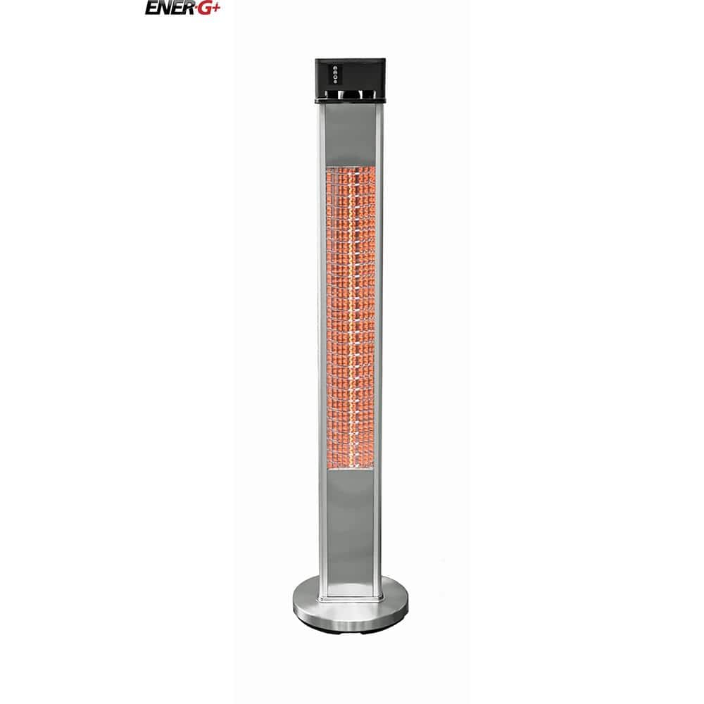 Silver Freestanding Infrared Electric Outdoor Heater with Emergency Shut Off