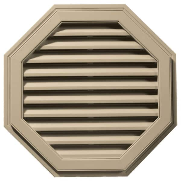 Builders Edge 32 in. x 32 in. Octagon Brown/Tan Plastic Built-in Screen Gable Louver Vent