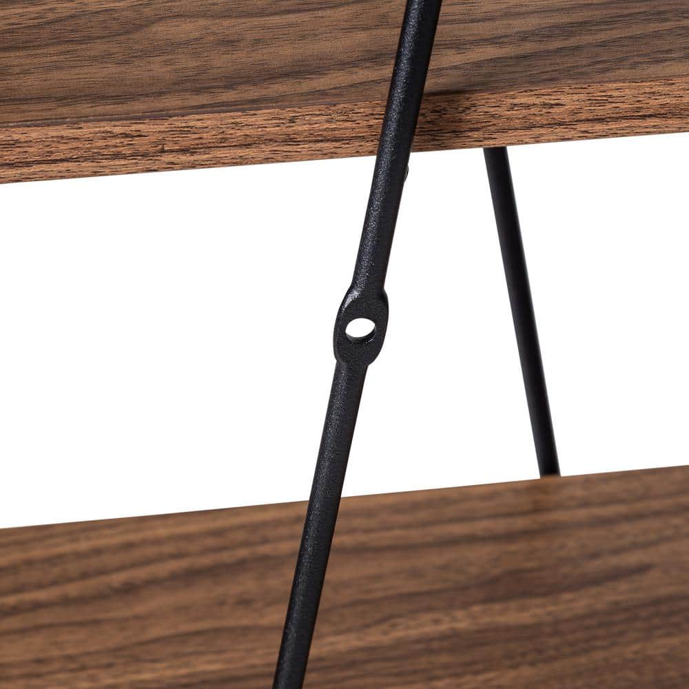 Industrial Black Steel and Wood 3-Tier Wall Shelf