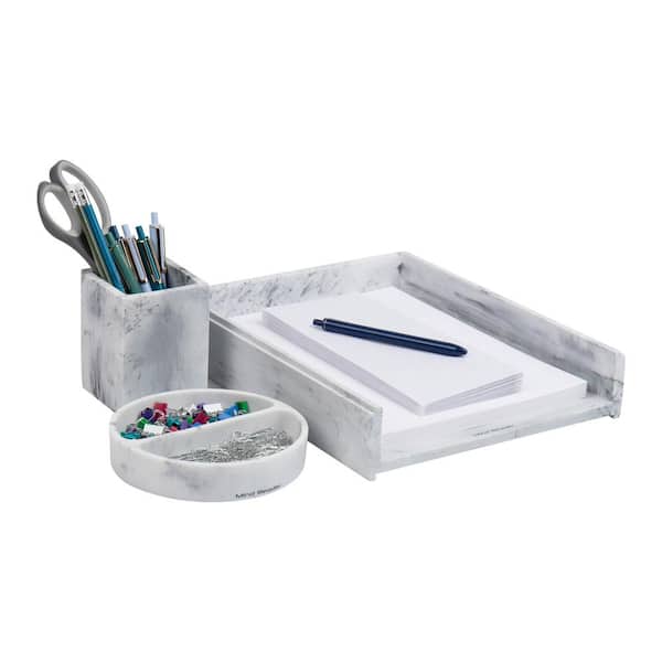 mDesign Plastic Interlocking Modular Desk Drawer Organizer Bins for Storing  Office Supplies, Pencils, Pens, Scissors, Tape