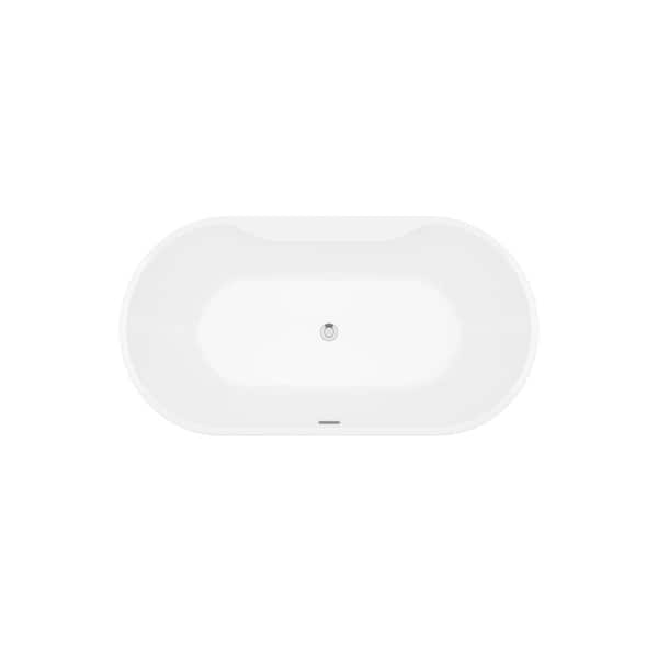 Coral 56 in. Acrylic Freestanding Flatbottom Non-Whirlpool Bathtub in White No Faucet Coral 56 in. Acrylic Freestanding Flatbottom Non-Whirlpool Bathtub in White No Faucet