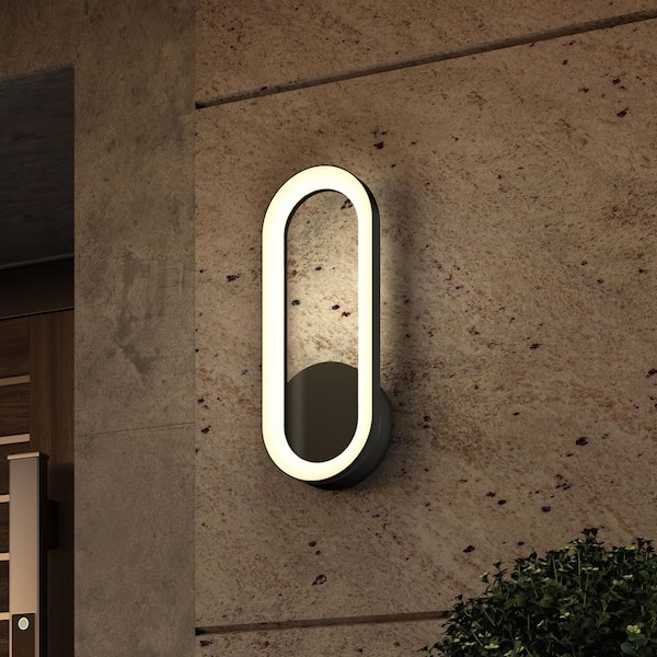 Aiden 12 in. Matte Black 5CCT Integrated LED Outdoor Wall Light Sconce