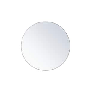 Timeless Home 42 in. W x 42 in. H x Midcentury Modern Metal Framed Round White Mirror