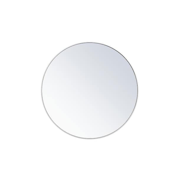Unbranded Timeless Home 42 in. W x 42 in. H x Midcentury Modern Metal Framed Round White Mirror