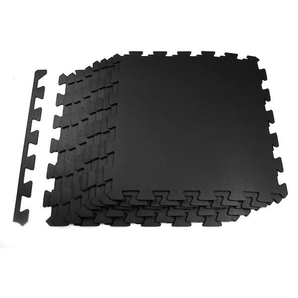Jeedeson 6 mm 24 in. W x 24 in. L Gym Flooring Tiles, Interlocking Rubber Tile (8 Packs)