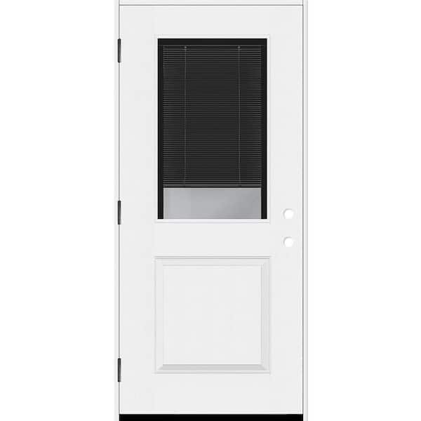 Steves & Sons Legacy 36 in. x 80 in. 1/2 Lite Clear Glass Noir MB RHOS Primed Unfinished Fiberglass Prehung Door w/6-9/16 in. Jamb