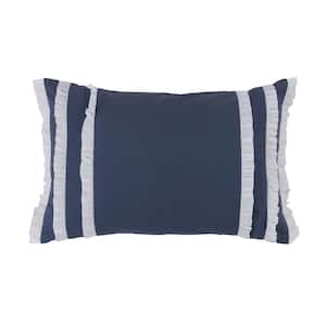 Trellis Blue Ruffled Polyester 12 in. x 18 in. Decorative Throw Pillow