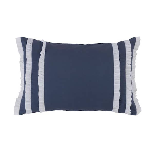 Blue Plaid Textured 18 in. x 18 in. Square Decorative Throw Pillow