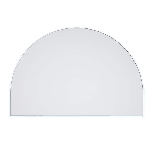 60 in. W x 40 in. H Framed Arched Bathroom Vanity Mirror in White