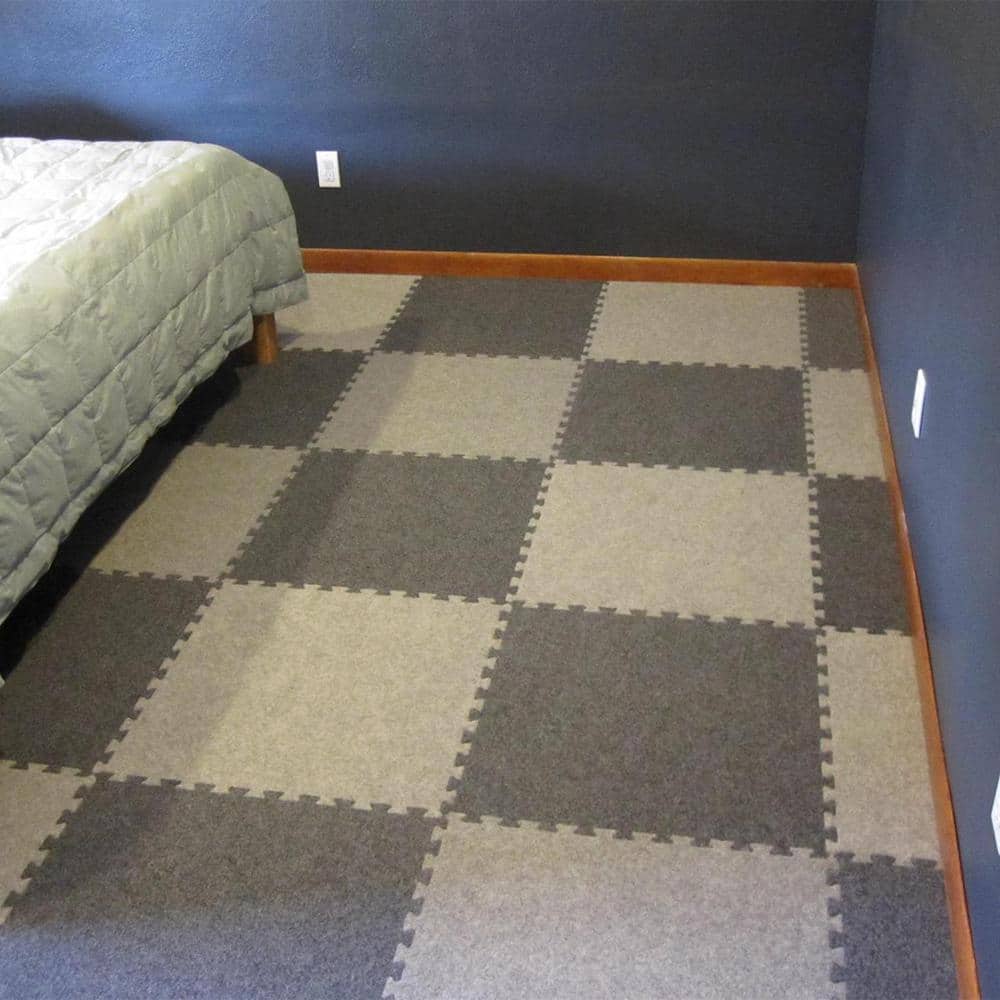 Royal Light Gray Polyester Interlocking Carpet Tiles 24x24