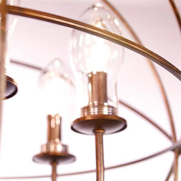 English Bronze Outdoor Sphere Chandelier with Clear Glass Drops