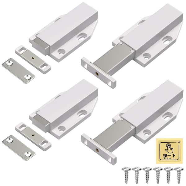 4-Pack Magnetic Push Door Latch Push Magnet Cabinet Catches Touch Latche for Large Door Push Release Latch Drawer Silver