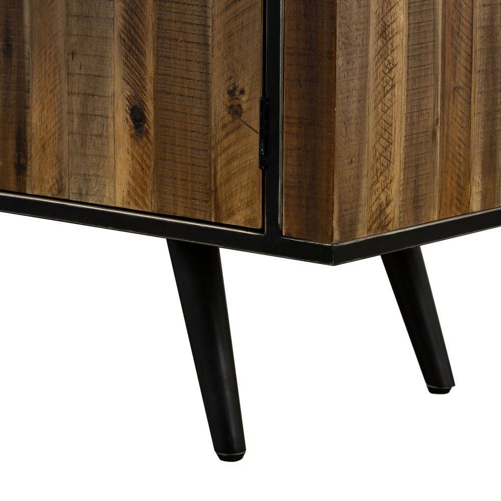 Cusco Antique Acacia Brown Rustic Buffet Cabinet with Metal Legs