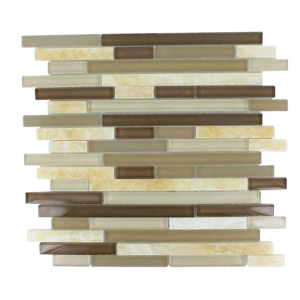 Ivy Hill Tile Temple Taffee 12 in. x 12 in. x 8 mm Marble and Glass Mosaic Floor and Wall Tile