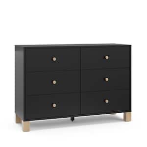 California Black and Driftwood 6-Drawer 53.35 in. Wide Dresser