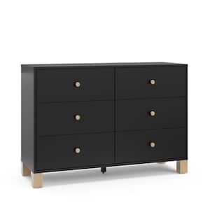 California Black and Driftwood 6-Drawer 47.72 in. Wide Dresser