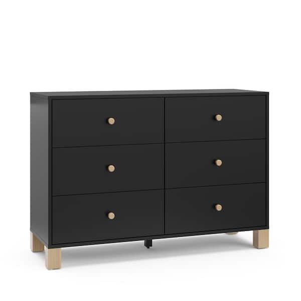 Storkcraft California Black and Driftwood 6-Drawer 47.72 in. Wide Dresser