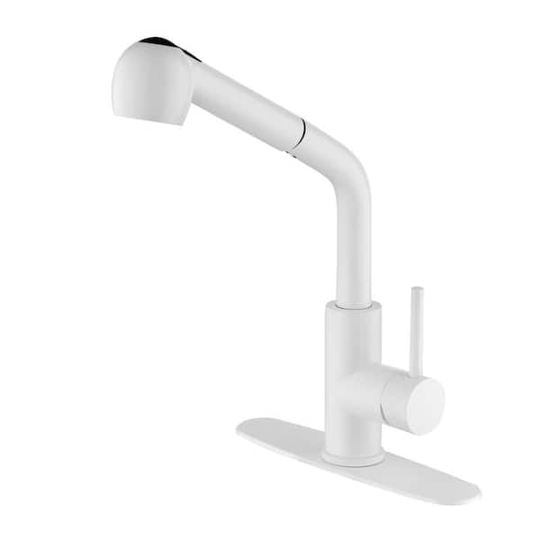 Utopia 4niture Zayd Single-Handle Kitchen Sink Faucet with Pull Down Sprayer in White