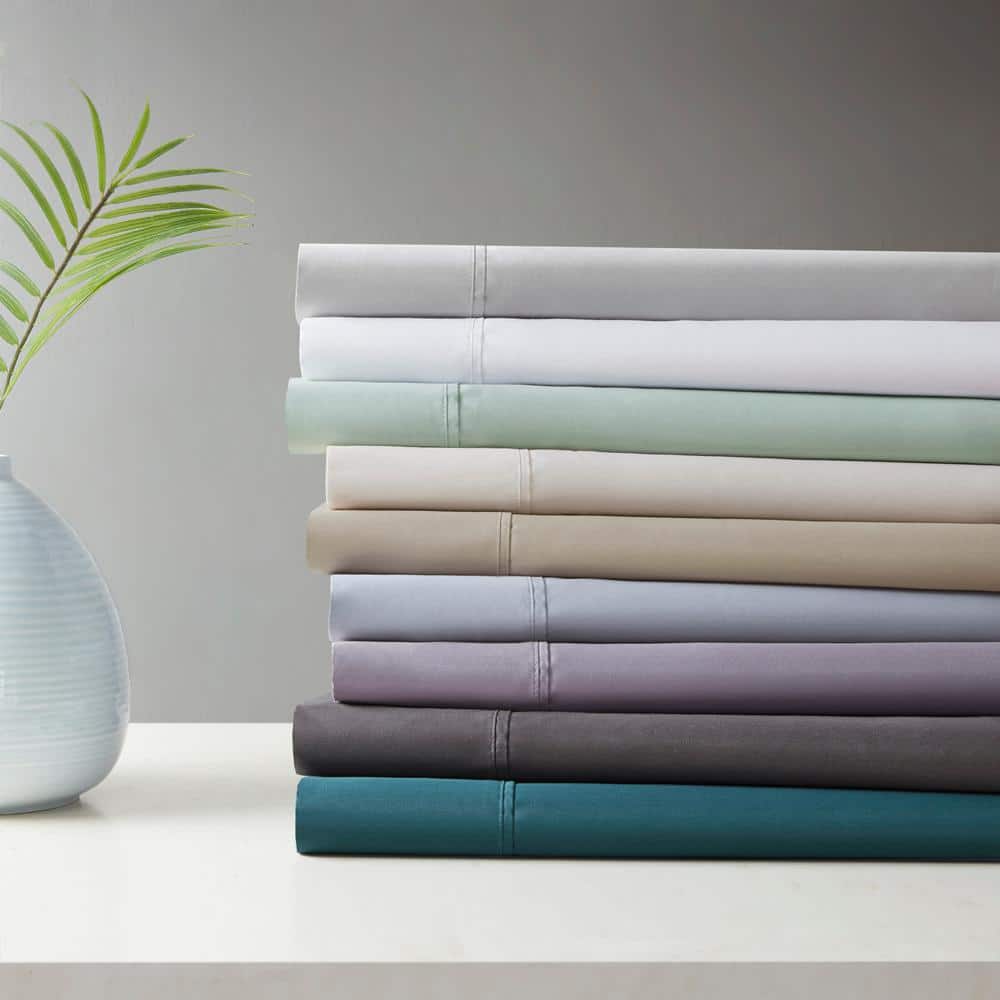 Full Blue Cotton Polyester Cooling Sheet Set with Pillow Covers