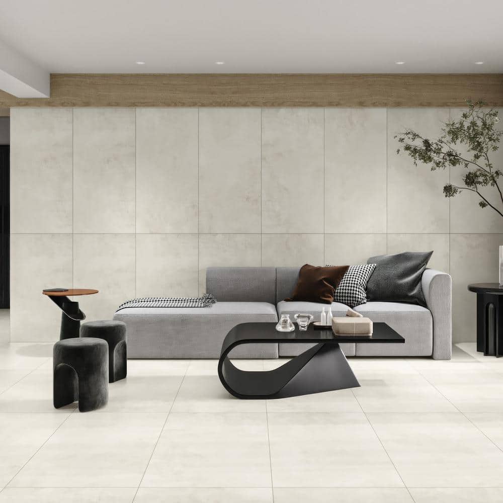 Shandar 24'' x 48'' Matte White Porcelain Marble Look Tile