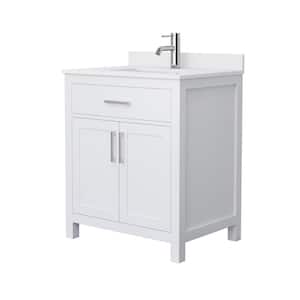 Beckett 30 in. W x 22 in. D x 35 in. H Single Sink Bathroom Vanity in White with White Cultured Marble Top
