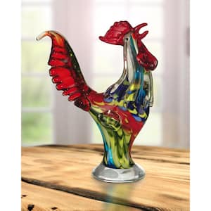 11 in. Rooster Handcrafted Irregular Art Glass Figurine
