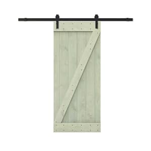 32 in. x 84 in. Sage Green Stained DIY Wood Interior Sliding Barn Door with Hardware Kit