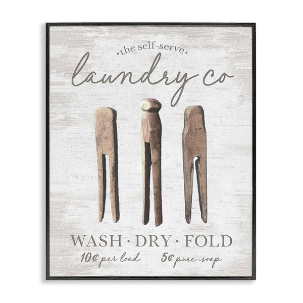 Distressed Laundry Co by Lettered and Lined 1-Piece Black Framed Typography Giclee Art Print 14 in. x 11 in.