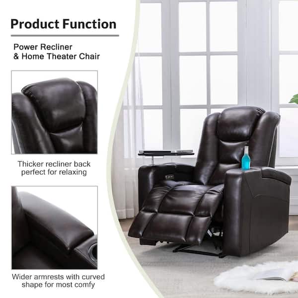 Usb Port And Cup Holder Rof000266a, Leather Power Recliner Chair With Cup Holder